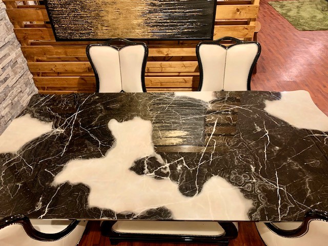 ダイニング5点セット 大理石調