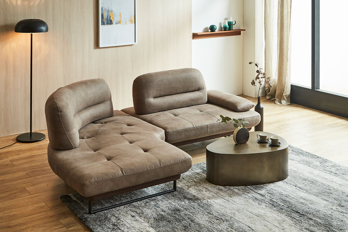 背もたれ可動カウチソファ